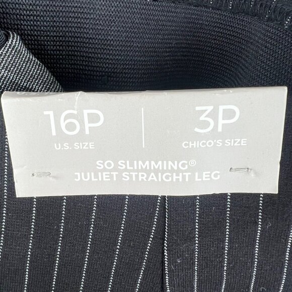 Chicos So Slimming Juliet Straight Leg Pinstripe Pants 16P Black & White - Picture 6 of 16